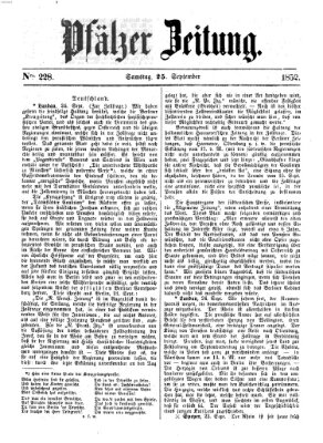 Pfälzer Zeitung Samstag 25. September 1852