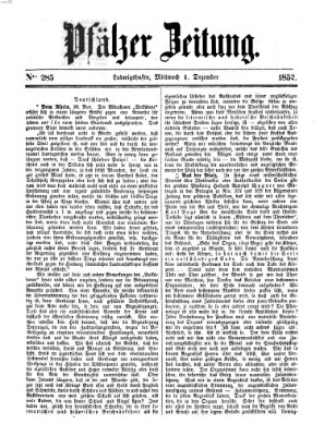 Pfälzer Zeitung Mittwoch 1. Dezember 1852