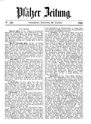 Pfälzer Zeitung Donnerstag 30. Dezember 1852