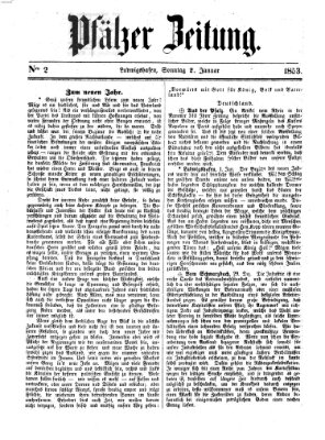 Pfälzer Zeitung Sonntag 2. Januar 1853