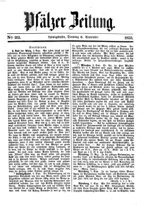 Pfälzer Zeitung Dienstag 6. September 1853