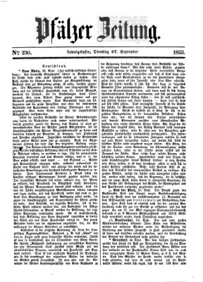 Pfälzer Zeitung Dienstag 27. September 1853