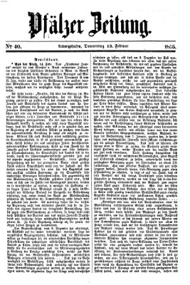 Pfälzer Zeitung Donnerstag 15. Februar 1855