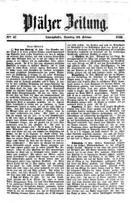 Pfälzer Zeitung Samstag 23. Februar 1856