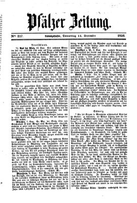 Pfälzer Zeitung Donnerstag 11. September 1856