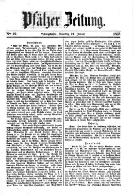 Pfälzer Zeitung Dienstag 27. Januar 1857