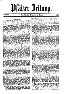 Pfälzer Zeitung Donnerstag 1. Oktober 1857