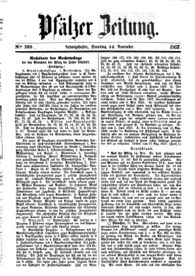 Pfälzer Zeitung Samstag 14. November 1857