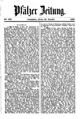 Pfälzer Zeitung Freitag 20. November 1857