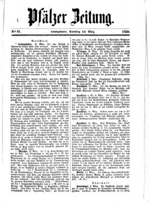 Pfälzer Zeitung Samstag 13. März 1858