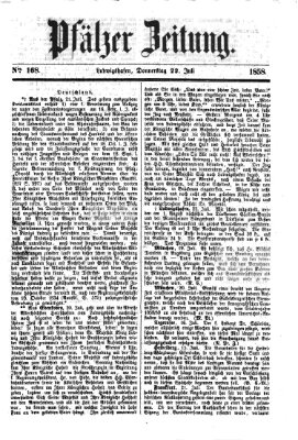 Pfälzer Zeitung Donnerstag 22. Juli 1858