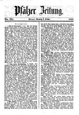 Pfälzer Zeitung Samstag 2. Oktober 1858