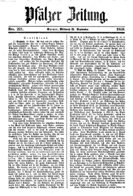 Pfälzer Zeitung Mittwoch 21. September 1859