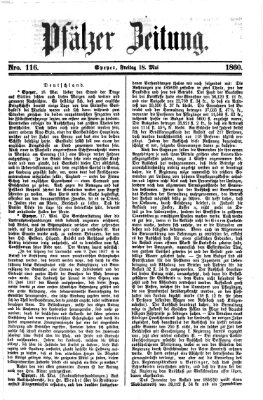 Pfälzer Zeitung Freitag 18. Mai 1860
