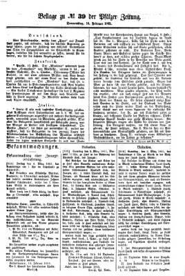 Pfälzer Zeitung Donnerstag 14. Februar 1861