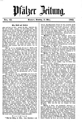 Pfälzer Zeitung Samstag 15. März 1862