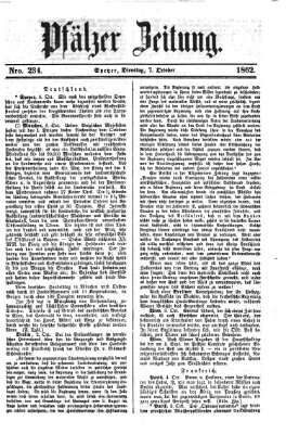 Pfälzer Zeitung Dienstag 7. Oktober 1862