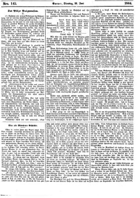 Pfälzer Zeitung Dienstag 21. Juni 1864