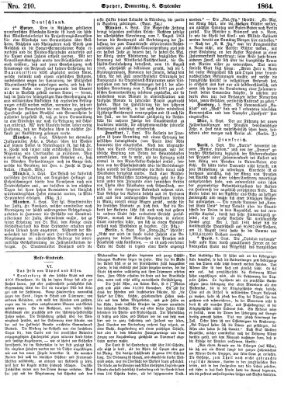 Pfälzer Zeitung Donnerstag 8. September 1864