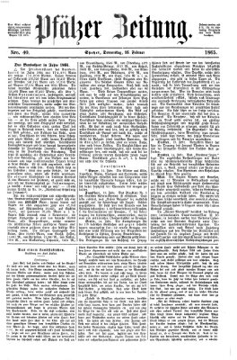 Pfälzer Zeitung Donnerstag 16. Februar 1865