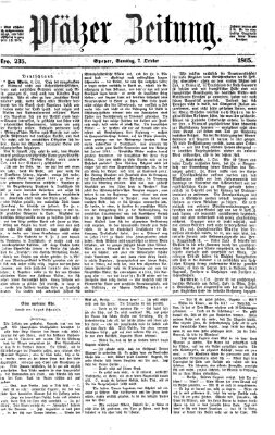 Pfälzer Zeitung Samstag 7. Oktober 1865