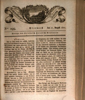 Regensburger Zeitung Mittwoch 21. August 1822