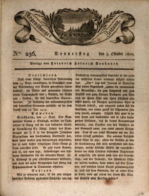 Regensburger Zeitung Donnerstag 3. Oktober 1822