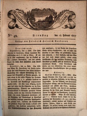 Regensburger Zeitung Dienstag 18. Februar 1823