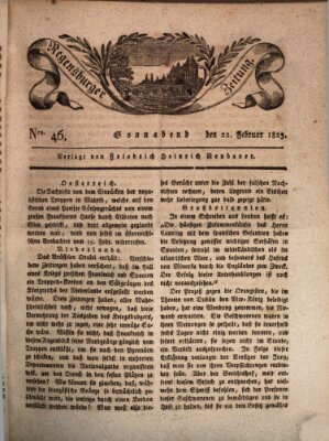 Regensburger Zeitung Samstag 22. Februar 1823