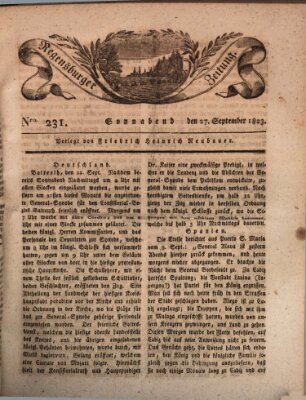 Regensburger Zeitung Samstag 27. September 1823
