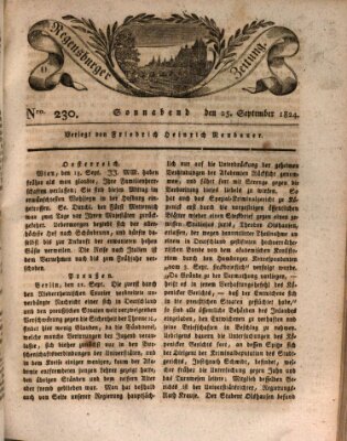 Regensburger Zeitung Samstag 25. September 1824