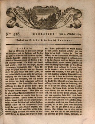 Regensburger Zeitung Samstag 2. Oktober 1824