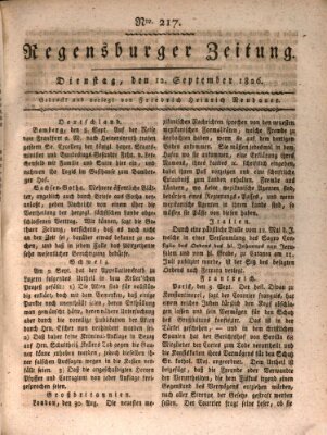 Regensburger Zeitung Dienstag 12. September 1826