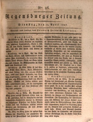 Regensburger Zeitung Dienstag 10. April 1827