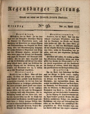 Regensburger Zeitung Dienstag 22. April 1828