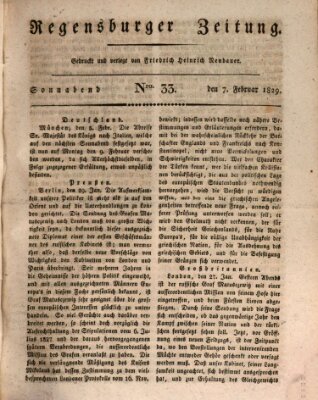 Regensburger Zeitung Samstag 7. Februar 1829