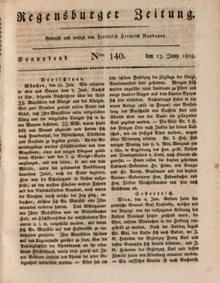 Regensburger Zeitung Samstag 13. Juni 1829