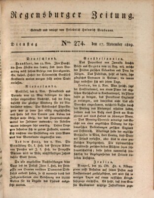 Regensburger Zeitung Dienstag 17. November 1829