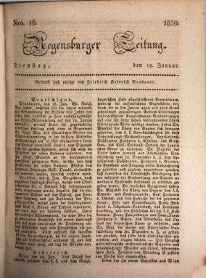 Regensburger Zeitung Dienstag 19. Januar 1830