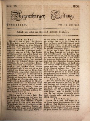 Regensburger Zeitung Samstag 13. Februar 1830