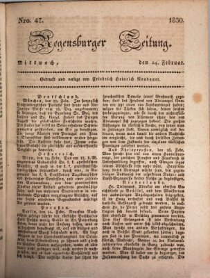 Regensburger Zeitung Mittwoch 24. Februar 1830