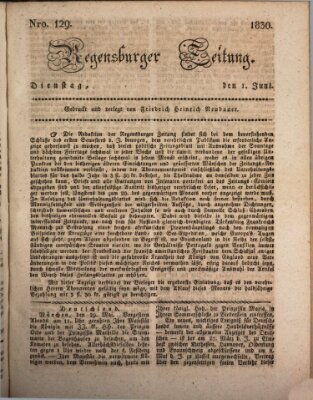 Regensburger Zeitung Dienstag 1. Juni 1830