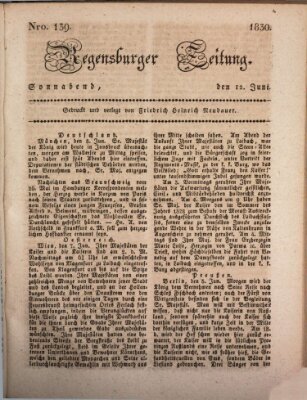 Regensburger Zeitung Samstag 12. Juni 1830