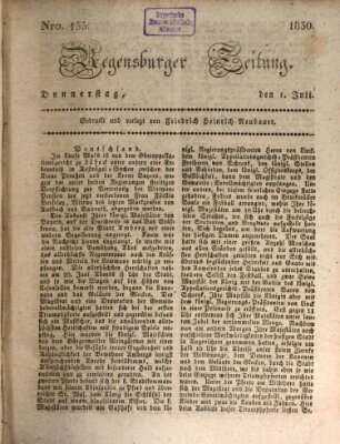 Regensburger Zeitung Donnerstag 1. Juli 1830