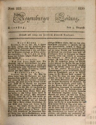 Regensburger Zeitung Dienstag 3. August 1830