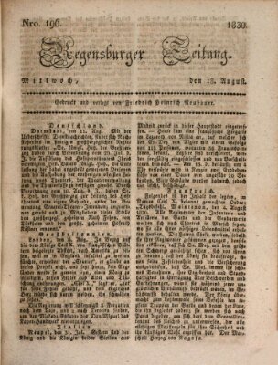 Regensburger Zeitung Mittwoch 18. August 1830