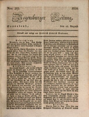 Regensburger Zeitung Samstag 28. August 1830