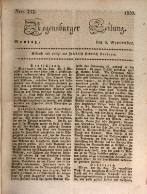 Regensburger Zeitung Montag 6. September 1830