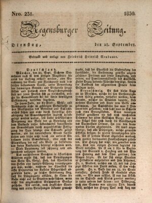 Regensburger Zeitung Dienstag 28. September 1830