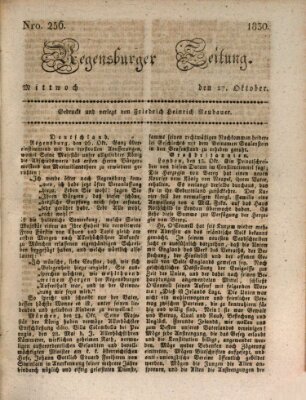 Regensburger Zeitung Mittwoch 27. Oktober 1830